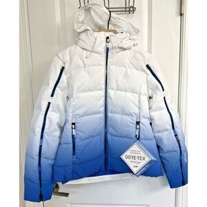 Spyder Wmn Sze 4 Falline GTX Infinium No Faux Fur Down Jacket Defrost Collegiate